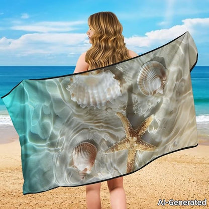 SEANATIVE Starfish Shell Print Sweat Towel Seat Cover, Premium Car Seat Towel Protector for Trucks SUV Jeep, Universal Seat Covers for Post Gym Workout, Running, Swimming, Beach - Image 4