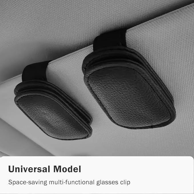 Sunglass Holder for Car Visor, Magnetic Leather Sunglasses Holder and Ticket Card Clip for Car - Image 8
