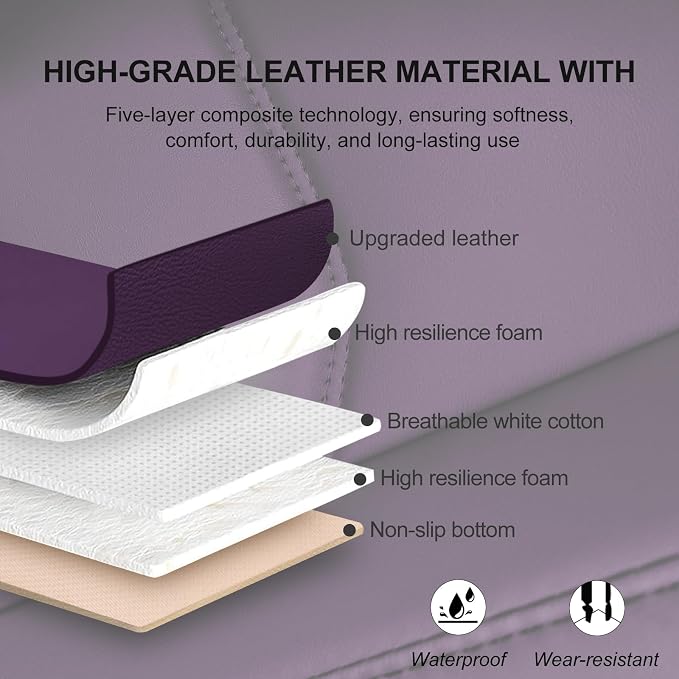 BOPUOVRE Car Seat Cover for Luxury & Comfort PU Leather | Anti Slip Full Wrap Protection Storage Pocket Bottom Cushion Universal Fit 95% Vehicles Purple 2 Piece - Image 3