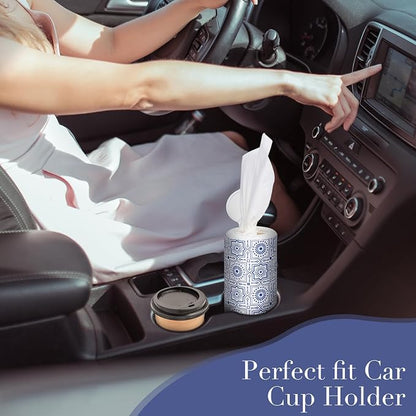 Car Tissue Holder,Facial Tissues Bulk,Travel Tissues, 4 Tubes Tissues with Lotion, Round Tissue Box for Car tissues Cylinder(200 Sheets,3-ply) - Image 5