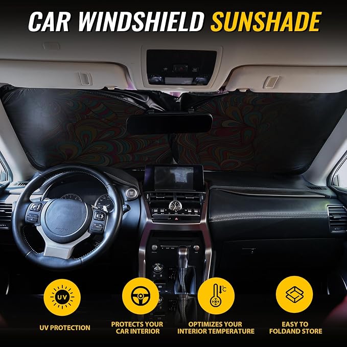 Car Windshield Sun Shade, Foldable Reflective UV Front Sunshade | 57" x 31", Sun Visor Blocks UV Rays & Keep Cool for Cars Interior, Fits Sedans, SUVs & Trucks, Foldable & Easy Storage - Image 7
