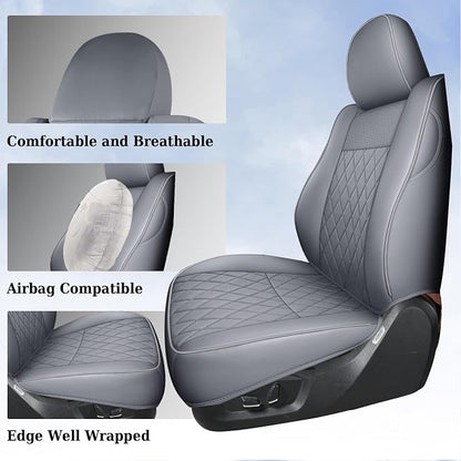 Coverado Tacoma Seat Covers, Car Seat Covers Front Seats, Leather Seat Covers for Cars Car Seat Protector Cushion Tacoma Accessories Custom Fit 2005-2023 Toyota Tacoma Double/Crew Cab(Gray) - Image 7
