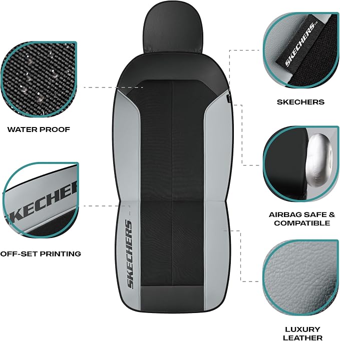 Skechers Car Seat Covers,GOGA Mat Oxford Cloth Seat Covers,Waterproof Car Seat Covers Full Sets,Automotive Universal Fit Seat Cover for Most Cars, Suvs, Trucks,Gray - Image 4
