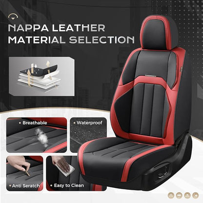 Coverado Nappa Leather Car Seat Covers Full Set, Luxury Waterproof Seat Protectors, Airbag Compatible Anti‑Slip Auto Seat Covers, Universal Fit for Most Cars SUVs Trucks Pickup Vehicles - Image 2