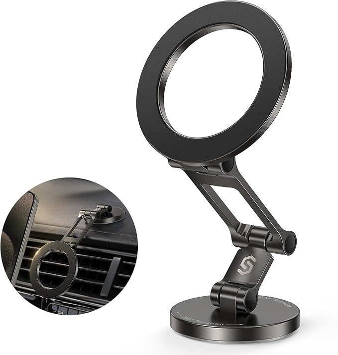 Syncwire Fits MagSafe Car Mount Magnetic Phone Holder for Dash and Tesla | Strong Magnets, All Metal, Flexible 3 Axis, 360° Rotation, Dashboard and Screen Support, For iPhone 17 16 15 14 Pro Max by SYNCWIRE