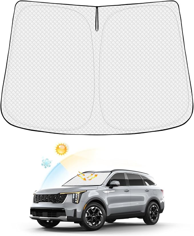 Canvcle Windshield Sun Shade for Kia Sorento 2021-2025 2026 Accessories Thicken 6-Layer Front Window Sunshade Cover Sun Visor Protector Foldable Block UV Rays Keep Vehicle Cool by Canvcle