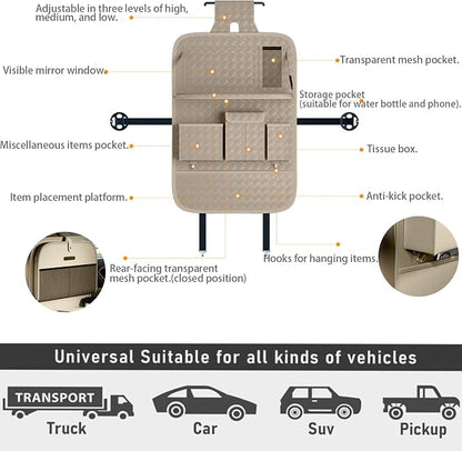 XDV Car Seat Organizers,Multi-functional Back Seat Protectors, Storage Pouches, and Tray Holders (for Cars, Kids, Seat Back and Rear Seats) (Woven Beige, 1 Pcs) - Image 8