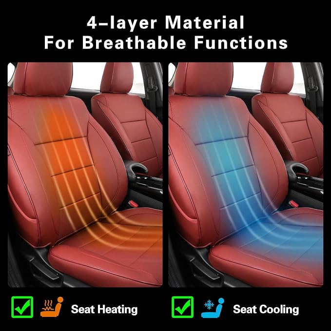 EKR Car Seat Covers for Honda HRV 2023-2027,Leatherette Full Set | Custom Fit for Honda HRV Sport /LX 2023-2027 Factory-Like Fit,360°Protection,Pet Friendly,Faux Leather(Burgundy) - Image 6