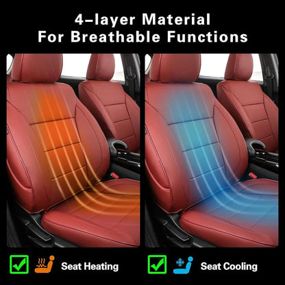EKR Car Seat Covers for Honda HRV 2023-2027,Leatherette Full Set | Custom Fit for Honda HRV Sport /LX 2023-2027 Factory-Like Fit,360°Protection,Pet Friendly,Faux Leather(Burgundy) - Image 6