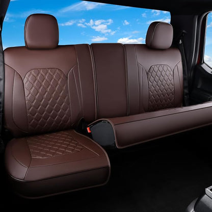 Huidasource Fit for Coffee Chevy Silverado/GMC Sierra Rear Seat Covers, Thickened Split Nappa Leather Truck Back Seat Cover 2007-2013&2019-2026 1500, 2020-2026 2500HD 3500HD Crew Cab WT LS LT - Image 6