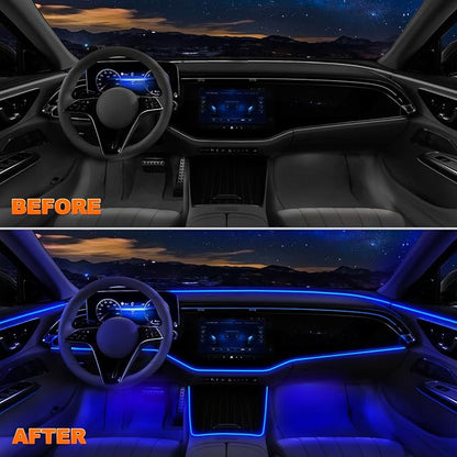 Jushope Interior Car LED Strip Lights, RGB 5 in 1 Car Ambient Lighting Kit | Wireless APP & RF Remote Control 16 Million Colors Music Sync, 236 inches Fiber Optic LED Lights for Car, USB or Hardwire - Image 7