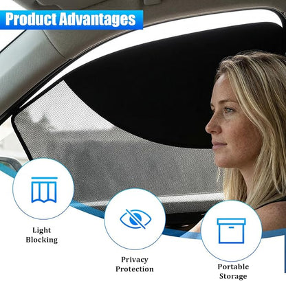 2PCS Car Window Shade, Magnetic Double Layer Vehicle Side Front Window Sunshade Privacy Curtain Keep Interior Cool, Automotive Sun Shield UV Blocker for Baby, Universal for Vehicles - Image 4