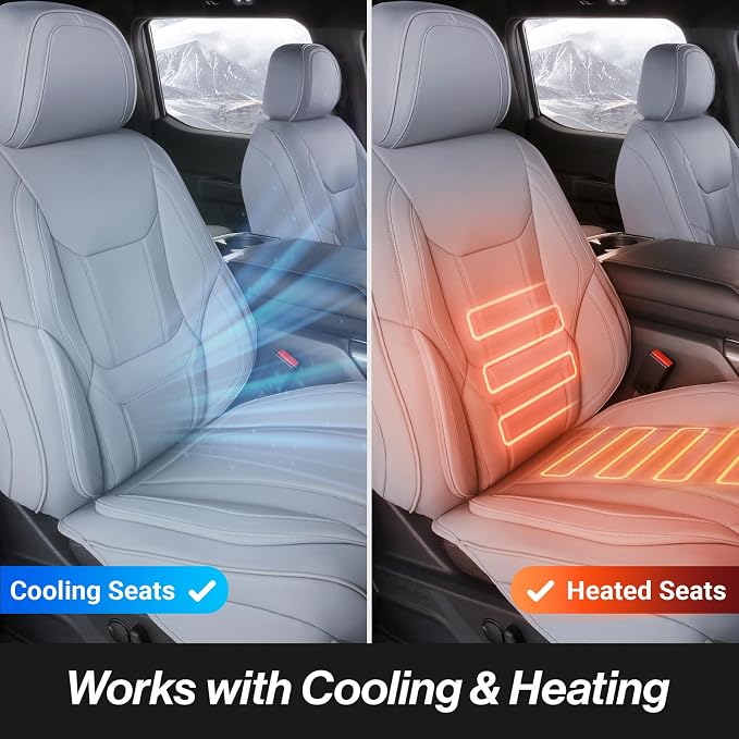 Coverland Premium Car Seat Covers Front Seats Waterproof Interior Protector | Airbag Compatible Non-Slip Seat Cover for A5, 400i, XJ-Series, LS460, Ghibli, Diamante, Tempest [Gray - Size Chart A28] - Image 6