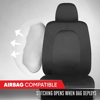 Motor Trend Honeycomb Polyester Seat Covers – Semi Universal Fit Front Seat Protector for Most Cars, Trucks, SUVs – Breathable Hex Design, Easy to Install, Black & Gray Car Seat Cover - Image 4