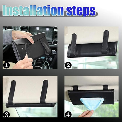 Car Visor Tissue Holder, Vehicle Sun Visor Backseat Napkin Case Mount with Tissues Refill, Automotive Interior Disposable Masks Holder, Universal for SUV Automobile Truck (Black) - Image 4