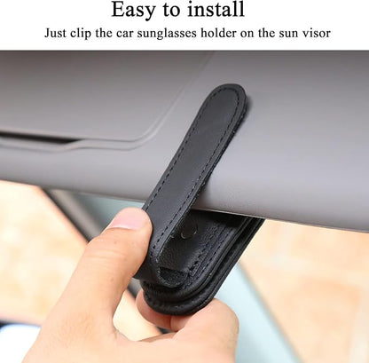 KIWEN 2 Packs Sunglasses Holders for Car Visor, Magnetic Leather Glasses Eyeglass Clip for Car, Ticket Card Clip Sunglasses Mount, Car Visor Accessories Gadgets (2, Black) - Image 5