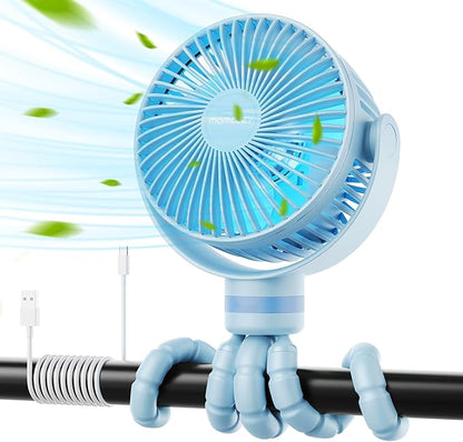 Momcozy 8000mAh Portable Stroller Fan, 27H Ultra-long Battery Life | Detachable 4 Speed 360°Rotate LED Night Light with 2 Modes, USB Rechargeable Handheld Cooling Fan for Travel/Car Seat/Bedroom by Momcozy