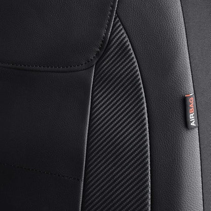 Flying Banner car seat Covers Protects Water Proof Faux Leather Carbon Fiber Fronts Solid Black (Solid Black, Front Pair) - Image 7