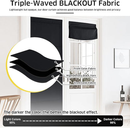 NICETOWN Black Roman Shades French Door No Drill Curtain for Kitchen | Easy Installed Short Curtains, Thermal Insulated, Adjustable Roller Shade, Window Blind for Office, 1 Panel, 27" W x 48" L - Image 6