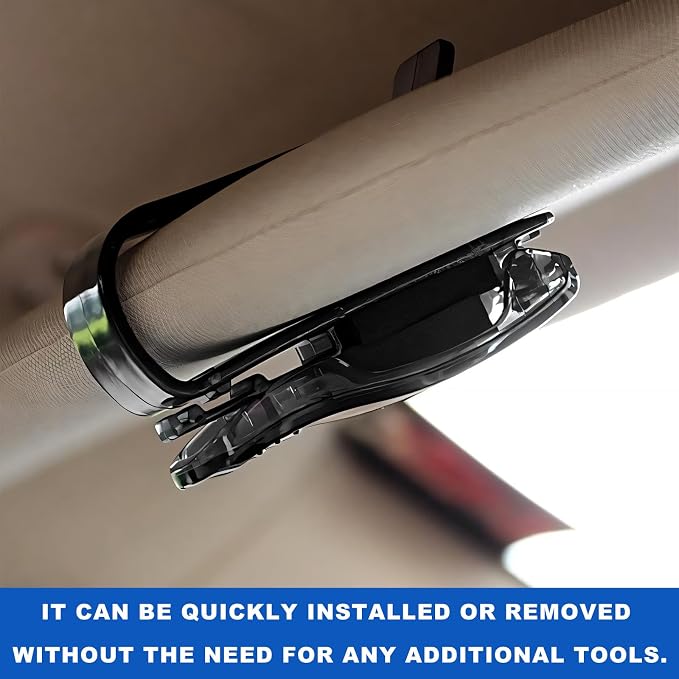 2 PCS Sunglass Holder for Car Sun Visor, Vehicle Interior Visor Eyeglasses Hanger with Sponge Pad, One-Handed Operation Sun Shade Glasses Organizer for Car SUV Truck - Image 4
