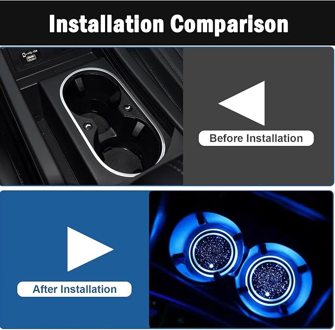 2PCS LED Car Cup Holder Lights, Light up Car Coasters for Cup Holders | 7 Colors Changing USB Charging Mat Waterproof Cup Pad, Car Gifts for Men & Women - Image 3