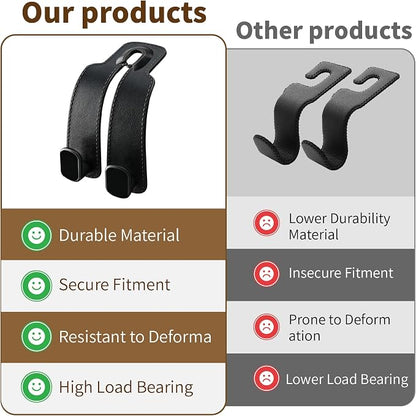 Car Seat Headrest Hooks, 4 Pack Universal Purse Hook for Car, Bag Holder with Double Hooks, Back Seat Storage Organizer for Purses, Handbags, Grocery - Image 5