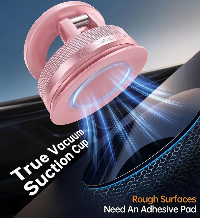 Coolpow【Newest Vacuum Magnetic Phone Holder for Car Phone Holder Mount【Movable Vacuum Suction】 Magsafe Car Mount Cell Phone Holders for Your Car Accessories for Women Men for iPhone 17 16-Light Pink - Image 3