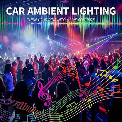 Ambient Lighting Car Led Lights Interior Kit,6 in 1 RGB Music Sync Acrylic Led Lights for Car Interior,175 inches DIY Fiber Optic Neon Accent Strip Ambiance Lighting with Wireless APP Remote - Image 7