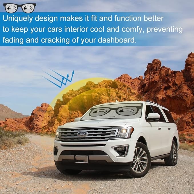 Car Windshield Sunshade, KANCOKIT Cartoon Pattern Auto Sun Shade for Front Window Sun Visor Protector UV Ray Reflector Shield to Keep Vehicle Cool Protect Kids Baby & Pets (59 x 33.5 Inch) - Image 7