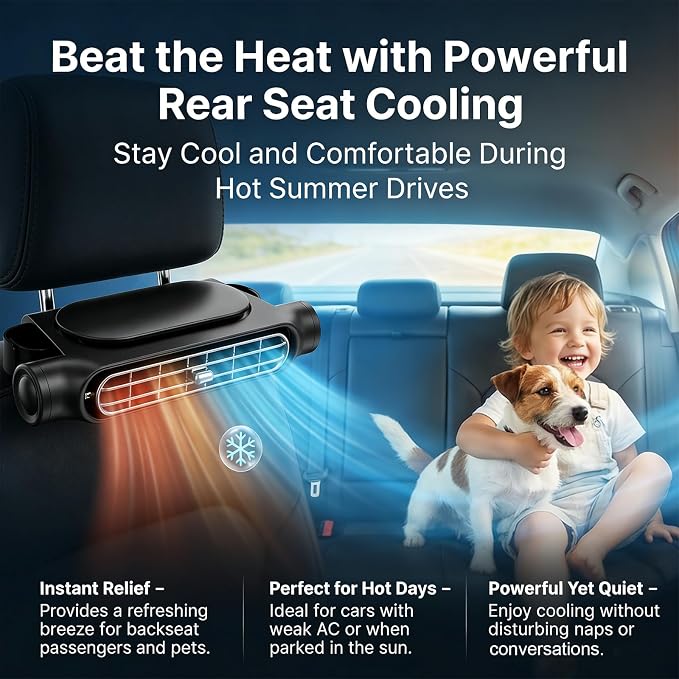Car Seat Fan, Car Fans for Backseat for Kids, Mini Portable Battery Operated Back Seat Baby Quiet Headrest Neck Cooling Fan with 3 Adjustable Wind Speeds for All Cars Vehicle Jeep Van Rv Truck(BLACK) - Image 4