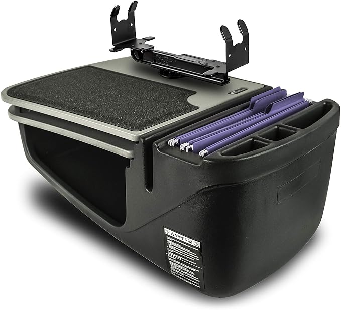 AutoExec GripMaster Car Desk for Your Vehicle Workstation and Mobile Office, Grey with Printer Stand by AutoExec