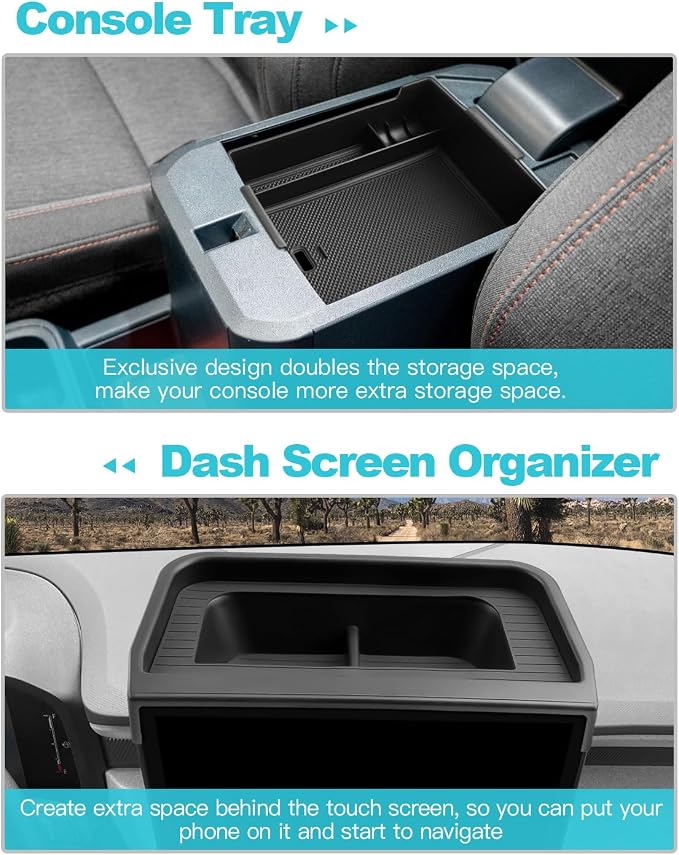 CDEFG 2PCS for 2025 2026 Ford Maverick Center Console Organizer Tray, for 2025 2026 Ford Maverick Accessories Dash Screen Organizer Dashboard Behind-Screen Storage Box - Image 3
