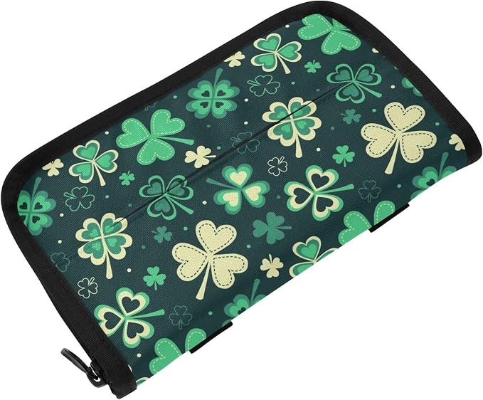 Car Tissue Holder Car Napkin Holder Car Tissue Box Dispenser Storage Case Sun Visor Mask Holder with Adjustable Straps Reusable Refillable Green Clover Leaves by Unknown