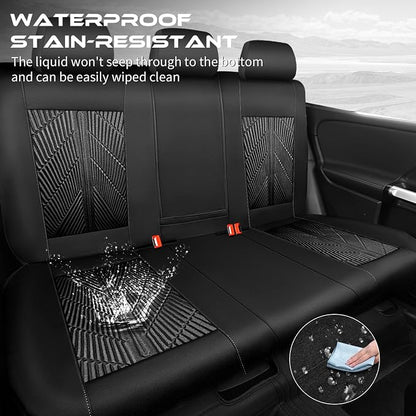 CAR PASS 3D Neoprene Back Seat Cover, Waterproof Rear Seat Covers Universal Fit for Cars Sedans Trucks Vans and SUVs, Black - Image 2