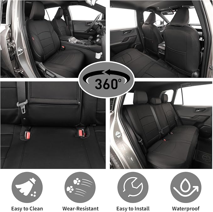 EKR Rav4 Seat Covers Custom Fit for Toyota Rav4 (Hybrid) Woodland/Limited 2026,Car Seat Cover Full Set for SUV,Neoprene(Black) - Image 3