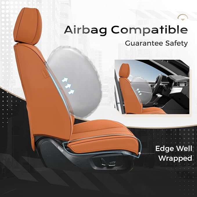 Coverado Car Seat Covers, Seat Covers for Cars, Waterproof Leather Auto Seat Protectors, Leather Car Seat Cushion, Car Interiors Accessories Universal Fit for Most Cars - Image 5