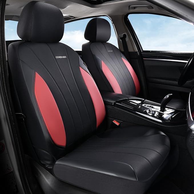 Coverado Seat Covers Full Set, Automotive Car Seat Protectors 5 Seats, Red Driver Protectors Universal Fit for SUVs, Trucks, Sedans,Car Accessories - Image 2
