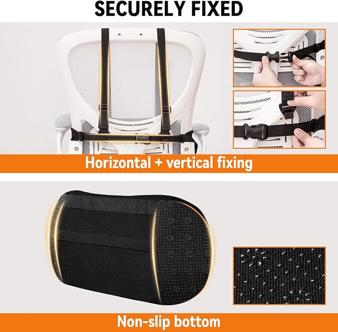 Lumbar Support Pillow for Car,Back Support for Car Seat Cushion,Adjustable Straps Securely Fixed Car Lumbar Support Pillow for Office Chair (Beige for Office Chair) - Image 3