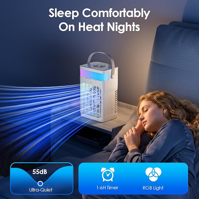 Portable Air Conditioners,Air Conditioner,Ac Unit with 1600ML Water Tank,2 Spray Ports,3 Wind Speeds,3 Timers,10 kinds of Colorful Lights,Portable Ac Units for Room Camping Car Office - Image 6