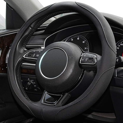 14inch Steering Wheel Cover,Prius,Civic,S,(14-14.25inch)-Black Microfiber Leather Breathable, Anti Slip Car Accessories- by Xizopucy