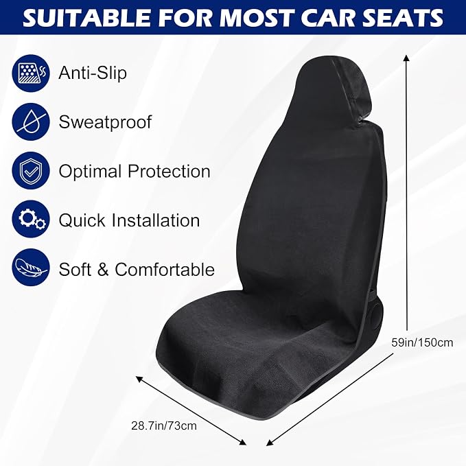 Waterproof Sweating Car Towel Seat Cover for Gym Workout, Running | Swimming, Beach and Hiking, Universal Fit Non-Slip Towel Bucket Seat Protector for Cars SUV Trucks (2 Pack) - Image 2