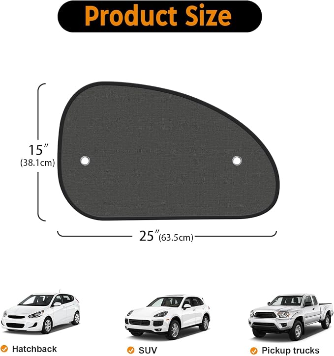 2026 New Upgrade Car Window Shades for Side Window 25"X15"(2 Pack),Car Window Shade for Baby Suction Cup,Sun Shade Side Window Can Blocks 99.98% UVR - Image 2