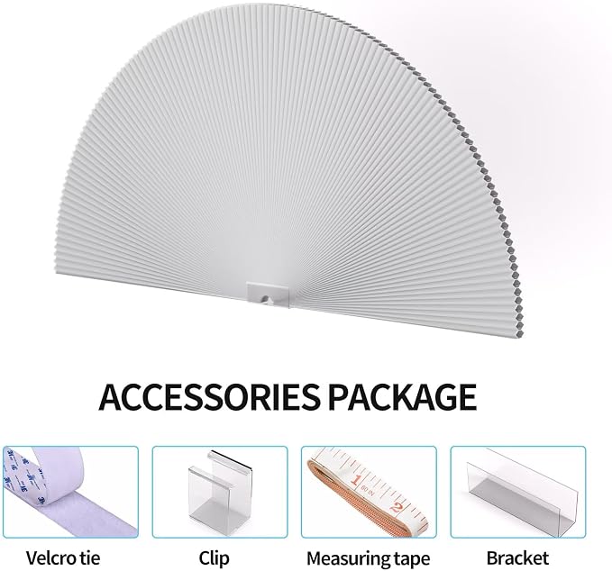 Myshade Arch Window Shades Half Circle Blackout Cellular Shades Cordless No Drill Blinds for Windows Half Moon Honeycomb Fabric No Tools Room Darkening Shades Easy Install (2PCS White 24" W X 12" H) - Image 5