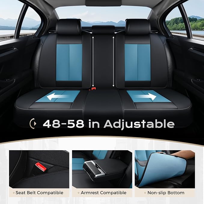 Coverado Car Seat Covers, Seat Covers for Cars, Waterproof Leather Auto Seat Protectors, Leather Car Seat Cushion, Car Interiors Accessories Universal Fit for Most Cars - Image 3