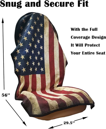 Car Seat Cover Protector Front Seats,for Gym Workout,Running,Swimming,Beach and Hiking,Waterproof Sweat Towel Bucket Seat Covers for Cars SUV Trucks (American Flag, 2Pcs) - Image 3
