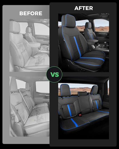 RIDEPOSH Custom Fit Seat Covers for Silverado/Sierra 1500 2019-2026 CrewCab | Fits 2500/3500HD 2020-2026, with Rear Armrest/Seatback Storage, Faux leather, Protective, Scratch-resistant, Easy-clean - Image 8