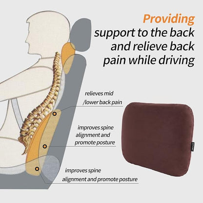Latex Soft Lumbar Pillow for Recliner Chair Pad Lower Back Pain Relax Brown | Memory Foam Suede, Ergonomic Waist Support for Car Seat Travel, Sofa Cushion, Rest Home Office Accessories, Thin Small Size - Image 5