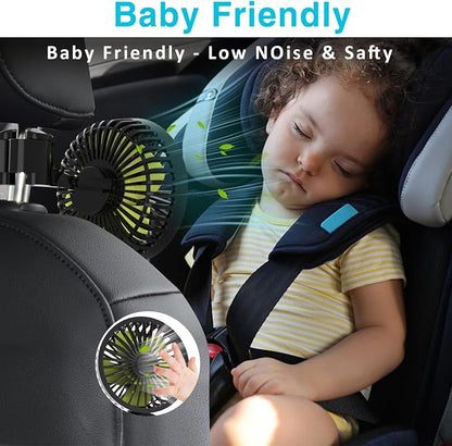 Dealswin USB Car Seat Fans for Backseat: Protable Car Cooling Fan for Car Rear Seat Baby Kids, 3 Speeds and 360 Degree Rotatable Car Rear Seat Headrest Fan for Sedan, SUV, RV, Van Strong Wind - Image 4