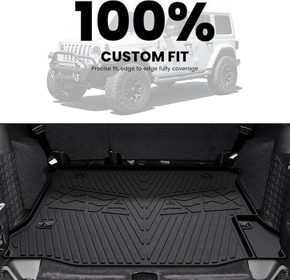 LASFIT Cargo Mat for Jeep Wrangler JK 2011-2018 4 Doors Without Subwoofer | NOT for JL or 2-Door, All Weather, TPE, Custom Fit, Cargo Mat, Trunk Liner, Black - Image 8