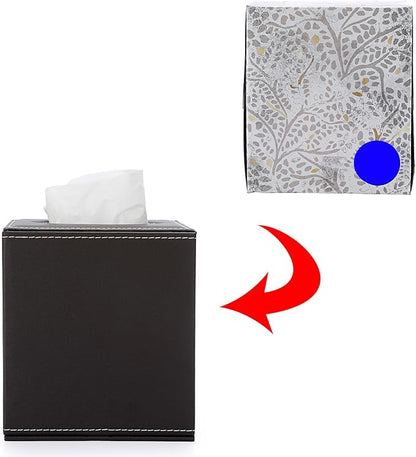 Sumnacon Square Tissue Box Cover,Magnetic Bottom PU Tissue Box Holder,Brown | Cube Leather Tissue Box Covers,Decorative Tissue Box for Bathroom Vanity Dresser Night Stand Table Countertop Office Car - Image 7